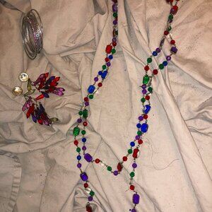 bundle rainbow necklace, earring set, 8 bracelets